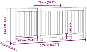 Cobertura de radiador 205x21,5x83,5 cm derivados madeira branco