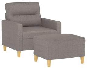Poltrona com apoio de pés 60 cm tecido cinza-acastanhado