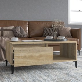 vidaXL Mesa de centro 90x50x36,5 cm derivados madeira carvalho sonoma