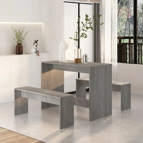 3 pcs conjunto de jantar derivados de madeira cinza