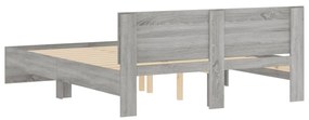 Estrutura de cama com cabeceira 140x200 cm cinzento sonoma
