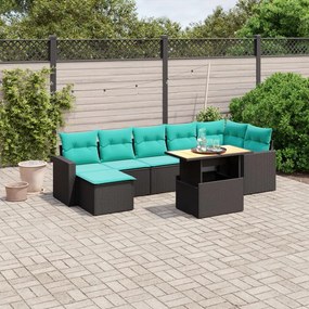 vidaXL 8 pcs conjunto de sofás p/ jardim c/ almofadões vime PE preto