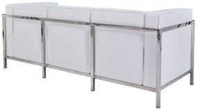 Sofá LOBBY – 3 Lugares – 183x70x68 cm – Aço Inoxidável e Pele Sintétic