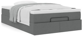 Estrutura cama otomana colchão 120x200cm tecido cinzento escuro