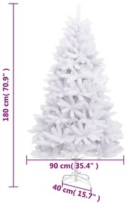 Árvore de Natal artificial articulada com suporte 180 cm branco