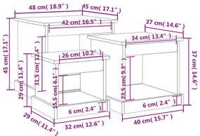 Mesas de centro 3 pcs derivados de madeira cinzento sonoma
