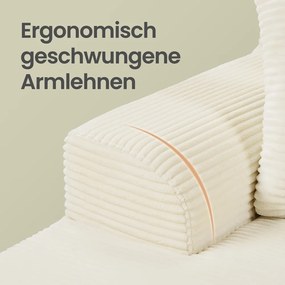 Sofá modular de canto com Chaise long à esquerda, 244 cm de largura 150 x 244 x 73 cm branco creme