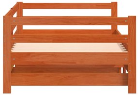 Sofá-cama com gavetão sem colchões 90x190 cm castanho-mel
