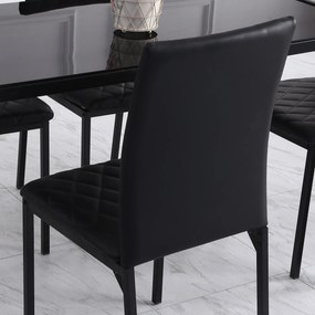 Conjunto de 4 Cadeiras de Sala de Jantar Estofadas (MESA NÃO INCLUIDA) com Pés de Metal Cadeiras Modernas 41x50x91 cm Preto