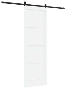 Porta Deslizante com Conjunto de Ferragem Branca 78x232 cm Madeira Sól
