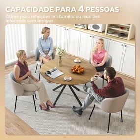 Mesa de Refeição Redonda (CADEIRAS NÃO INCLUIDAS) para 4 Pessoas Mesa de Cozinha Industrial com Estrutura de Aço Ø120x75 cm Madeira