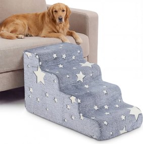 Escada de espuma 80 x 42 x 48 cm com 4 degraus para cães luminescente, com base antiderrapante e capa lavável de alta densidade, para animais de estim