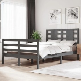 vidaXL Estrutura de cama 120x200 cm madeira de pinho maciça cinzento
