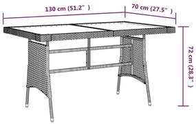 5 pcs conjunto de jantar para exterior vime PE cinzento