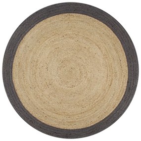 133678 vidaXL Tapete artesanal em juta com rebordo cinzento escuro 120 cm