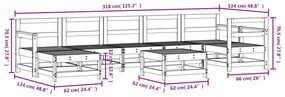 8 pcs conjunto lounge de jardim pinho maciço branco