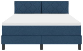 Cama Box Spring com Colchão Azul 140x200 cm Tecido