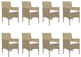 9 pcs conjunto de jantar para jardim bege