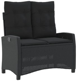 4 pcs conjunto de jardim p/ jardim c/ almofadões vime PE preto