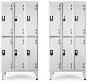 Pack 2 Cacifos Metálico Triplo 6 Cacifos 1900x900x500 mm Cinza Standard