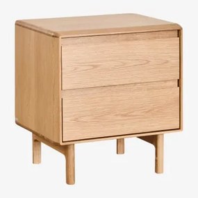 Mesa De Cabeceira Retangular 50x40 Cm Em Madeira Treveris Castanho Roble - Sklum