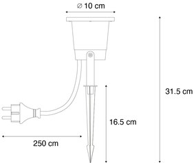 Foco de jardim preto com LED ajustável IP65 com cabo e ficha - Basic Moderno