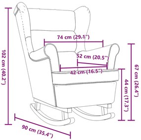 Cadeira de baloiço 74x90x102 cm tecido cor creme