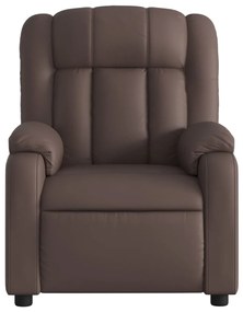 Poltrona reclinável elétrica couro artificial castanho