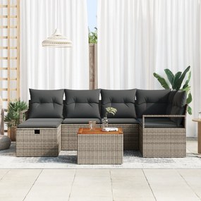 Conjunto de Sofá Modular vidaXL de 7 Peças com Almofadas Cinza Vime Si