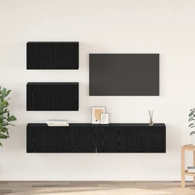 vidaXL Conjunto de Estantes para TV 4 pcs Carvalho Preto