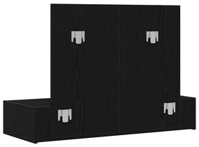 Mesa de Maquiagem de Parede em Carvalho Preto, 100x40x70 cm