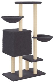 Árvore p/ gatos c/ postes arranhadores sisal 117cm cinza-escuro