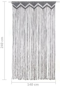 Cortina macramé 140x240 cm algodão antracite