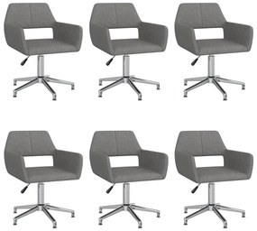 vidaXL Cadeiras de jantar giratórias 6 pcs tecido cinzento-claro