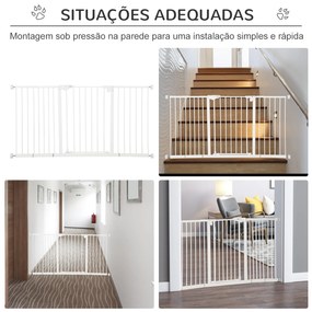 Barreira de Segurança Extensível para Portas e Escadas com Fecho Automático Sistema de Duplo Bloqueio 74x148-76cm Branco