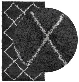 Tapete shaggy de pelo alto PAMPLONA 60x110 cm preto e creme