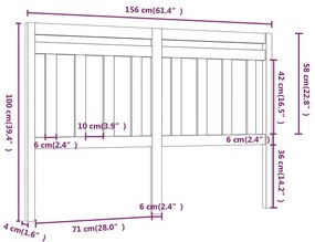 Cabeceira de cama 156x4x100 cm pinho maciço castanho mel