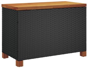 Caixa arrumação jardim 80x40x48 cm vime PE/acácia maciça preto