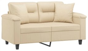 Sofá 2 lugares c/ almofadas 120 cm microfibra cor creme