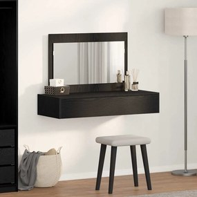 Mesa de Maquiagem de Parede em Carvalho Preto, 100x40x70 cm