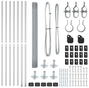 Cerca de Fio Soldado com 7 Postes com Flanges 1,6x10 m Aço Galvanizado