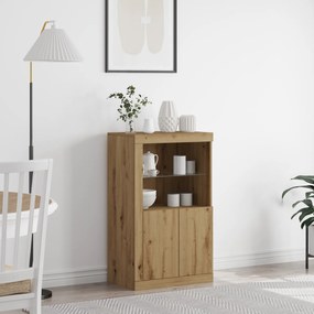 Sideboard vidaXL com luzes LED Carvalho Artesanal 60,5x37x100 cm
