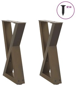 vidaXL Pés para mesa de centro 2 peças aço natural 38x(42-43,3) cm aço