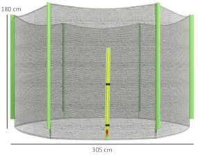 Rede de Segurança para Trampolim Ø305 cm (NÃO INCLUIDO) para Exterior e Porta com Fecho de Correr para 6 Postes Verde