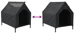 Casa para Cão de Tecido Oxford Preto e Aço