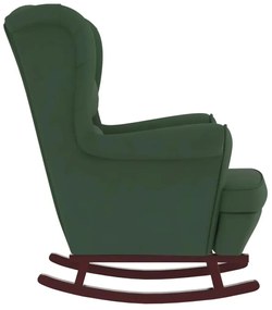 Cadeira baloiço c/ pernas de metal e banco veludo verde-escuro