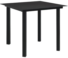 3 pcs conjunto de jantar para jardim vidro e aço preto