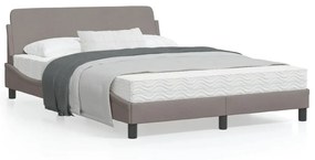 vidaXL Cama sem colchão 140x200 cm tecido castanho-acinzentado