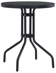 47252 vidaXL Mesa de jardim 60 cm aço e vidro preto