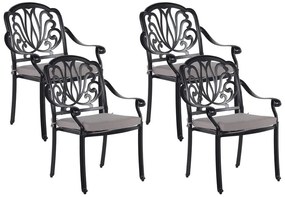 Conjunto de 4 cadeiras de jardim em alumínio preto ANCONA Beliani
